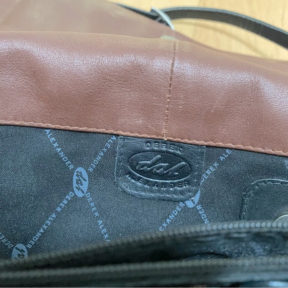 Leather Crossbody Handbag / Organizer by Derek Alexander in black & brown. - Picture 3 of 6